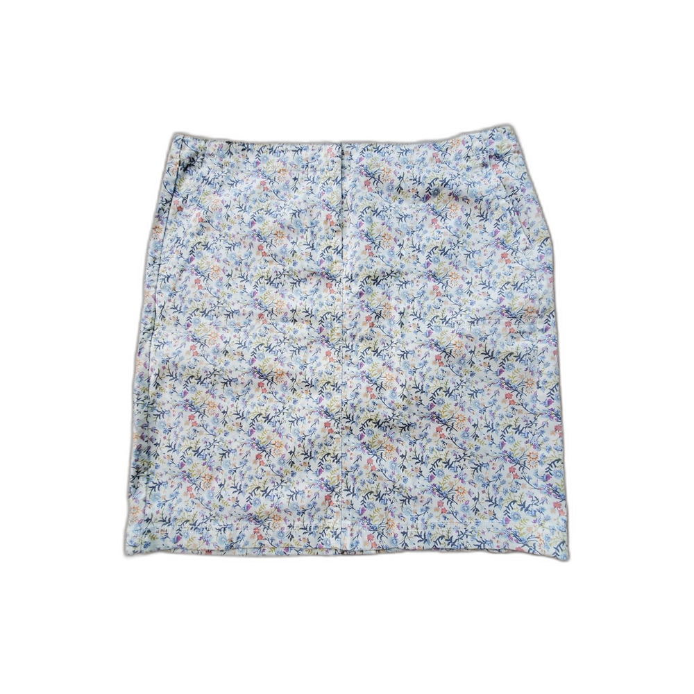 J.Jill 10P Live-in Chino Skirt Cotton Stretch Ditsy Floral Print Pockets EUC